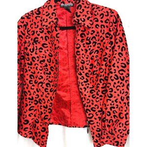 Mishca Women's Striking Red Animal Print Jacket, Excellent Condition, Size Med.